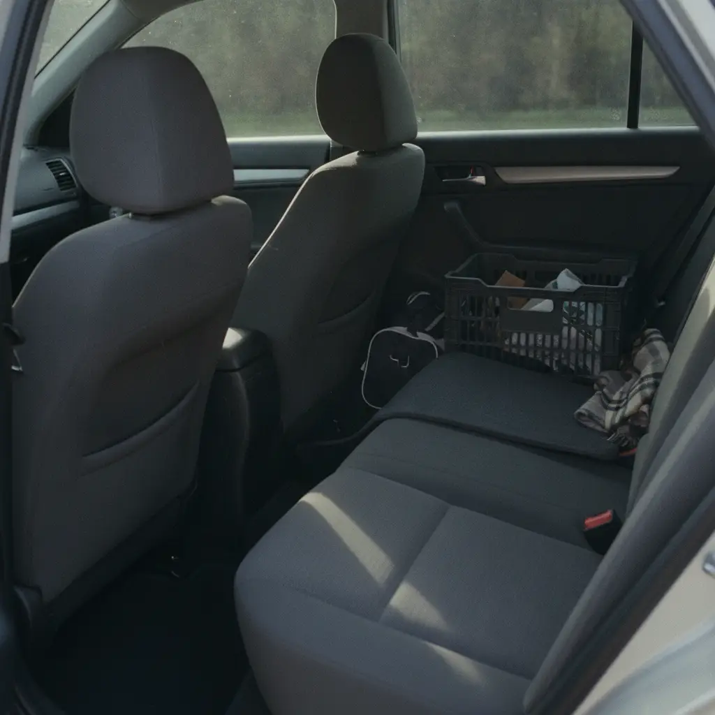 Vue rapprochee d'une banquette arriere et d'un coffre de voiture propres et bien ranges