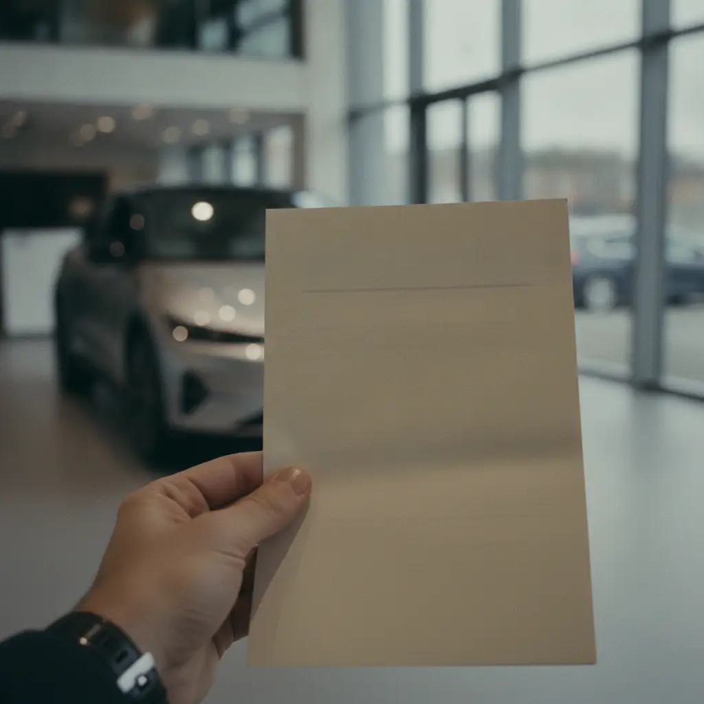 Personne signant un contrat de leasing dans un showroom automobile en Belgique