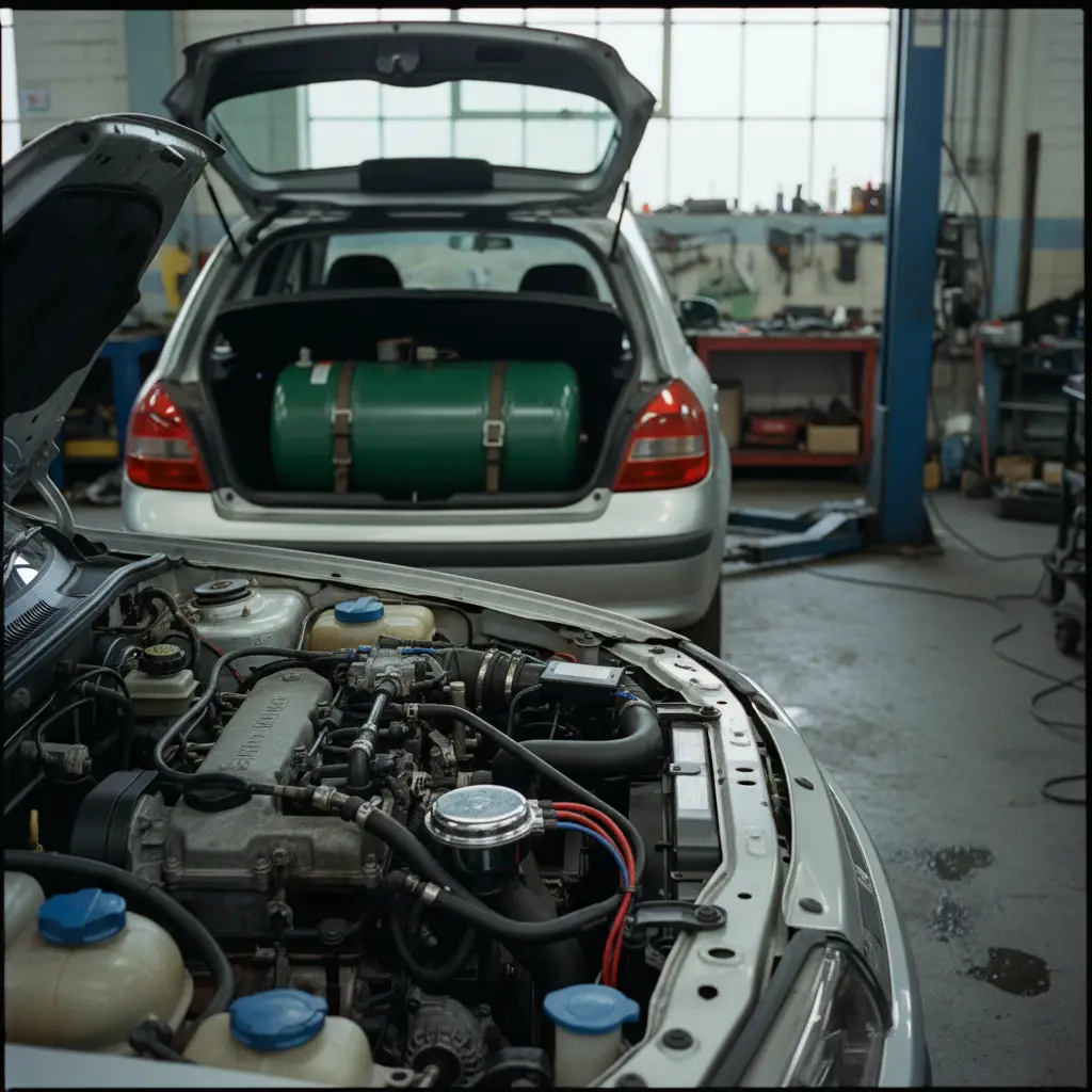 Kit de conversion LPG dans un coffre de voiture avec réservoir torique